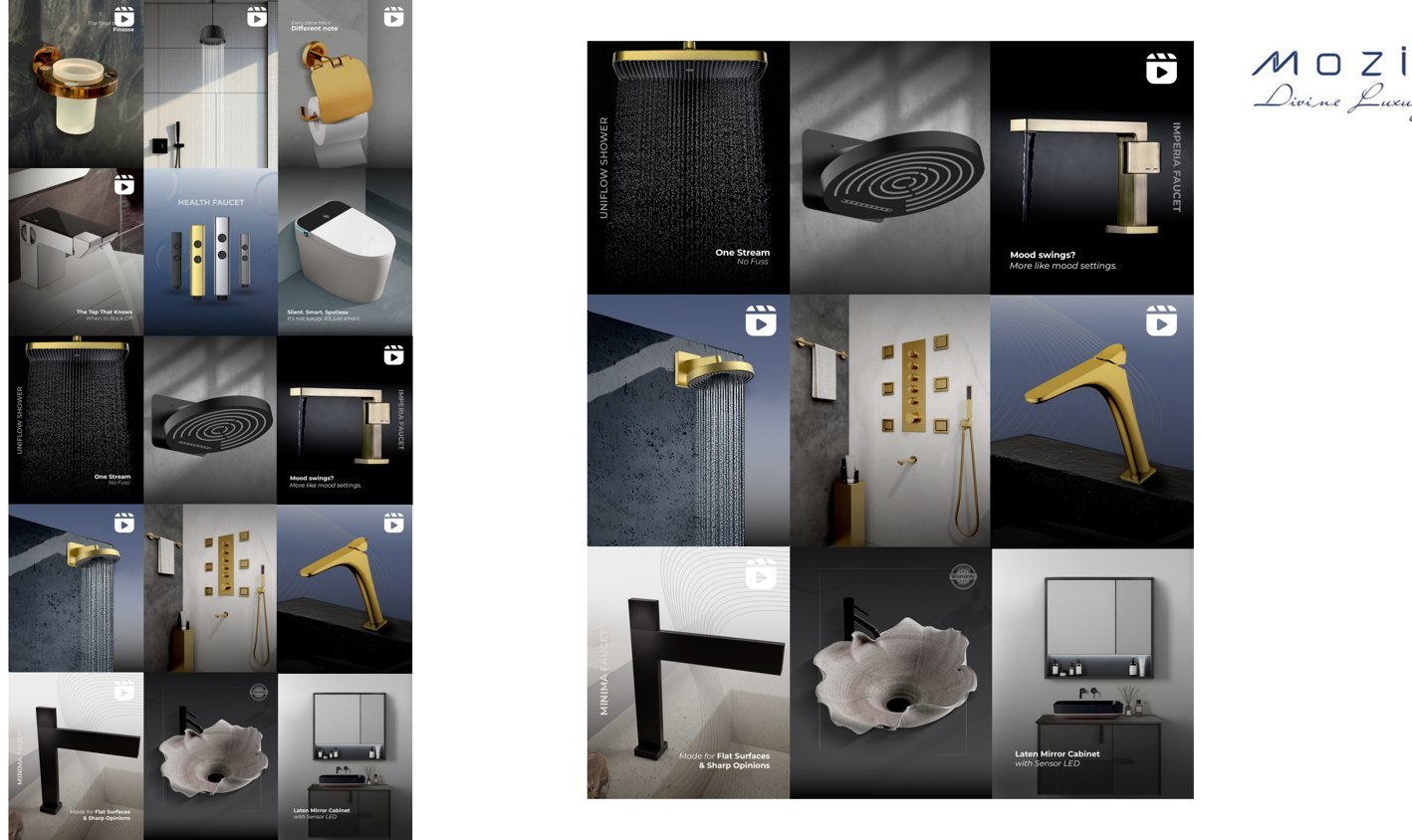 Mozio April grid of faucets, showers and smart fittings